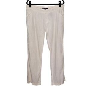 SUSIE ROSE Juniors Sz 13 Cream Oatmeal Linen Trouser Pants Pockets Zipper Fly‎